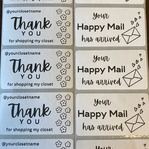 500 Personalized Custom Thermal Labels Stickers Happy Mail Sellers Merch - Picture 1 of 2